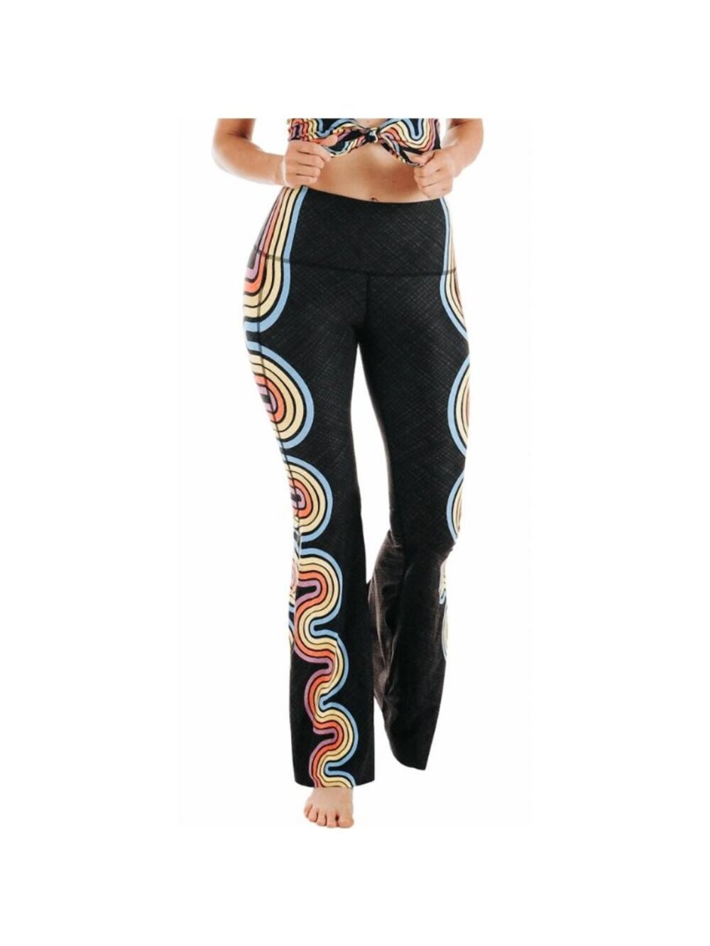 YOGA DEMOCRACY Original Bell Bottom Leggings in Rainbow Sz XS